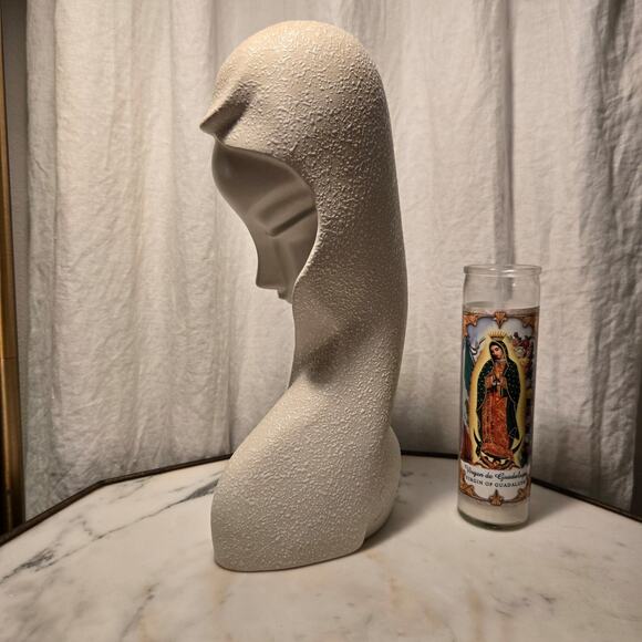 Mid Century Modern Abstract Ivory White Female Bust Signed Serena - Picture 6 of 10